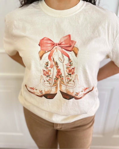 Coquette Bow & Floral Boot Tee